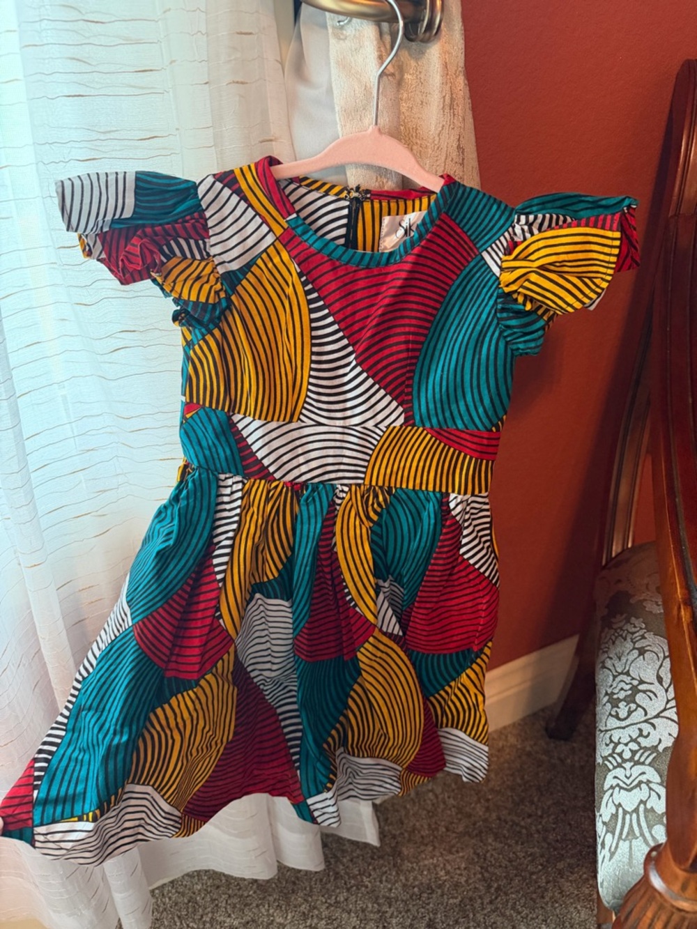 Anthropologie SIKA Multicolor Teal, Yellow & Red Girls' Dress w/ pockets